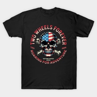 Patriotic Skull Biker Badge Design T-Shirt